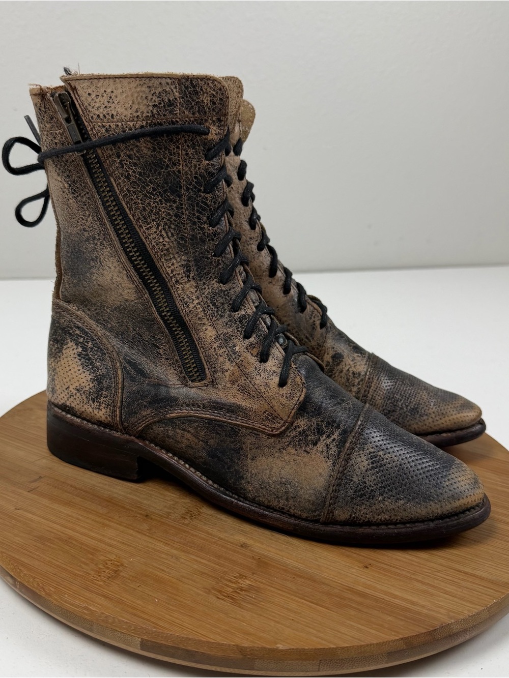 Bed Stu “Tabor” Women’s Distressed Lace-Up Leather Ankle Boots